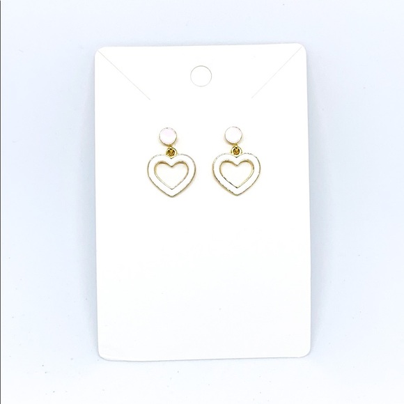 White&pink mini heart enamel Earrings - Picture 7 of 7